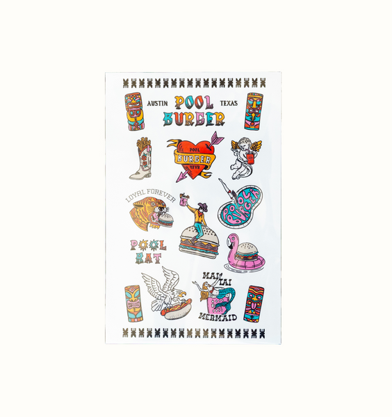 Pool Burger Temporary Tattoos